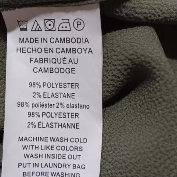 Womens Michael Kors Zip Front Blouse Short Sleeve Olive Green Size Small EUC - Picture 9 of 9